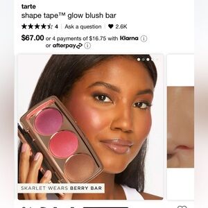 Brand new tarte glow blush bar in the Berry bar